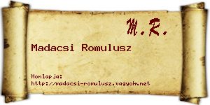 Madacsi Romulusz névjegykártya